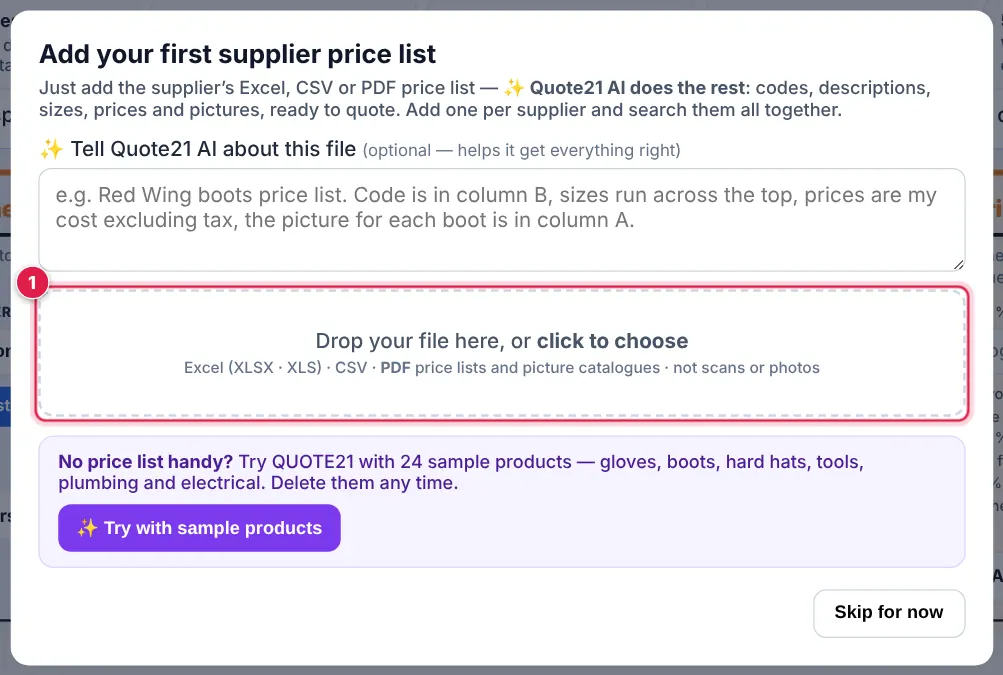 Screenshot: Drop your file in the box, or tap it to choose the file from your computer or phone.